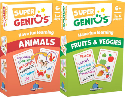 Blue Orange Super Genius Multiplication 2 - Tabletop Card Game, Fun Flash Card Concentration Matching Game for Kids, Ages 8+, 1-6 Players, Teacher Approved, Learn 6-9 Multiplication Tables Games