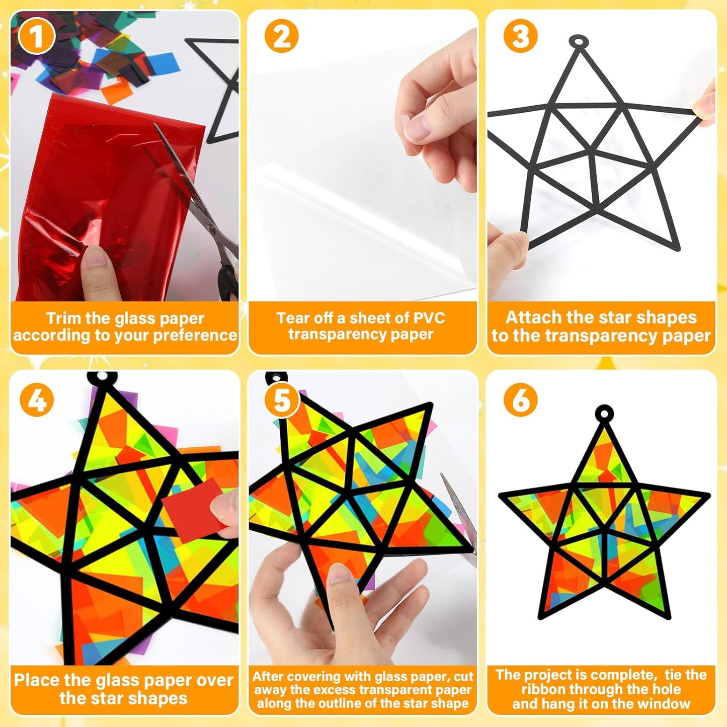 32 Sets Outer Space Suncatchers Craft Kit DIY Window Stained Glass Effect Planet Astronaut Alien Paper Crafts Home School Classroom Decoration Kid Birthday Gift Creative Art Project Activity Game - Colors A