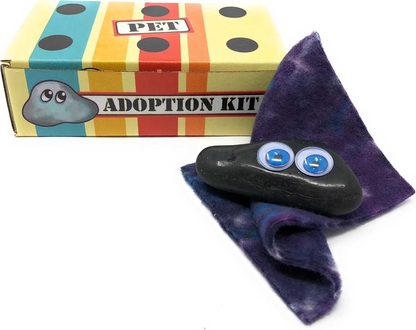 Rock Pet Adoption Kit Funny Novelty Gag Gift (Green Eyes)