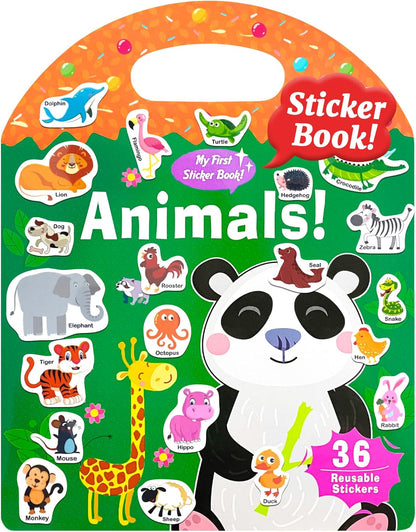 Benresive Reusable Sticker Book for Toddlers, Stickers for Kids, Travel Toys for Arts & Crafts Activities, Birthday Gift for Boys & Girls, Animals Dinosaurs Insects Themes