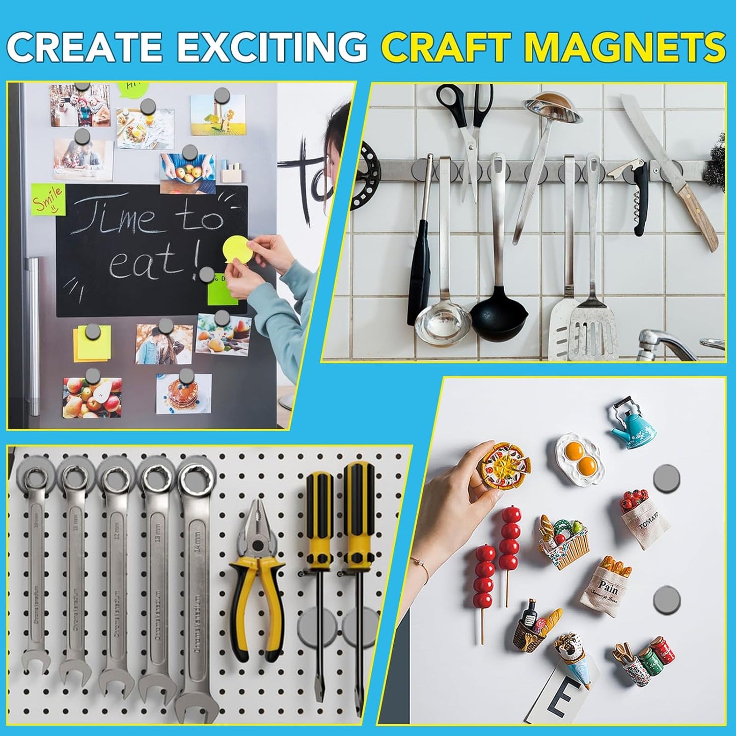 TRYMAG 55 Pack Magnets for Crafts with Adhesive Backing, 1 Inch (25mm) Ceramic Magnets Small Magnet Round Disc for Refrigerator Button DIY Cup Tiny Magnet Craft Hobbies, Science Projects