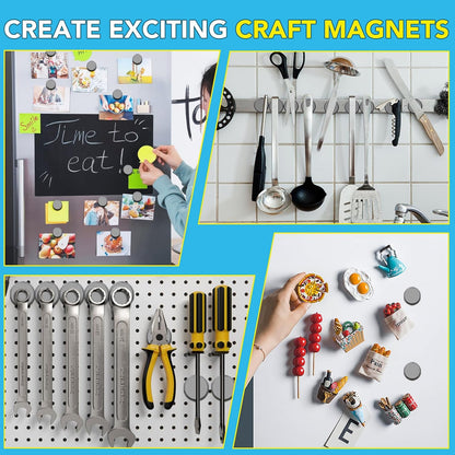 TRYMAG 55 Pack Magnets for Crafts with Adhesive Backing, 1 Inch (25mm) Ceramic Magnets Small Magnet Round Disc for Refrigerator Button DIY Cup Tiny Magnet Craft Hobbies, Science Projects