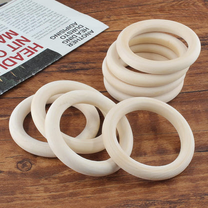 100pcs 5 Sizes Natural Wood Rings, Unfinished Solid Wooden Hoops, Smooth Wooden Rings for Craft, Jewelry Making, DIY Pendant Connectors (Assorted Sizes)