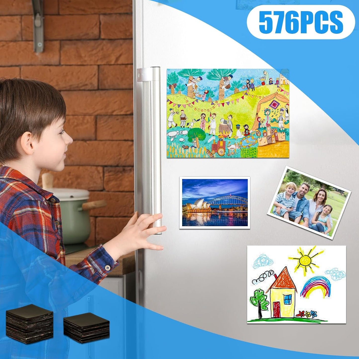Magnetic Squares with Adhesive Backing(36PCS Each 1.5" x1.5"),Pre-Cut Self Sticky Magnets as Back to School Supplies,Peel and Stick for Cards/Picture/Poster (80mil Magnet)
