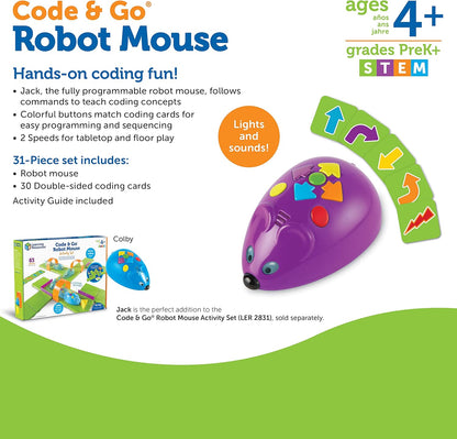 Learning Resources Code & Go® Robot Mouse, Screen-Free Coding Robot Toy, Early Programming for Kids Ages 4+, STEM Robotics Toy