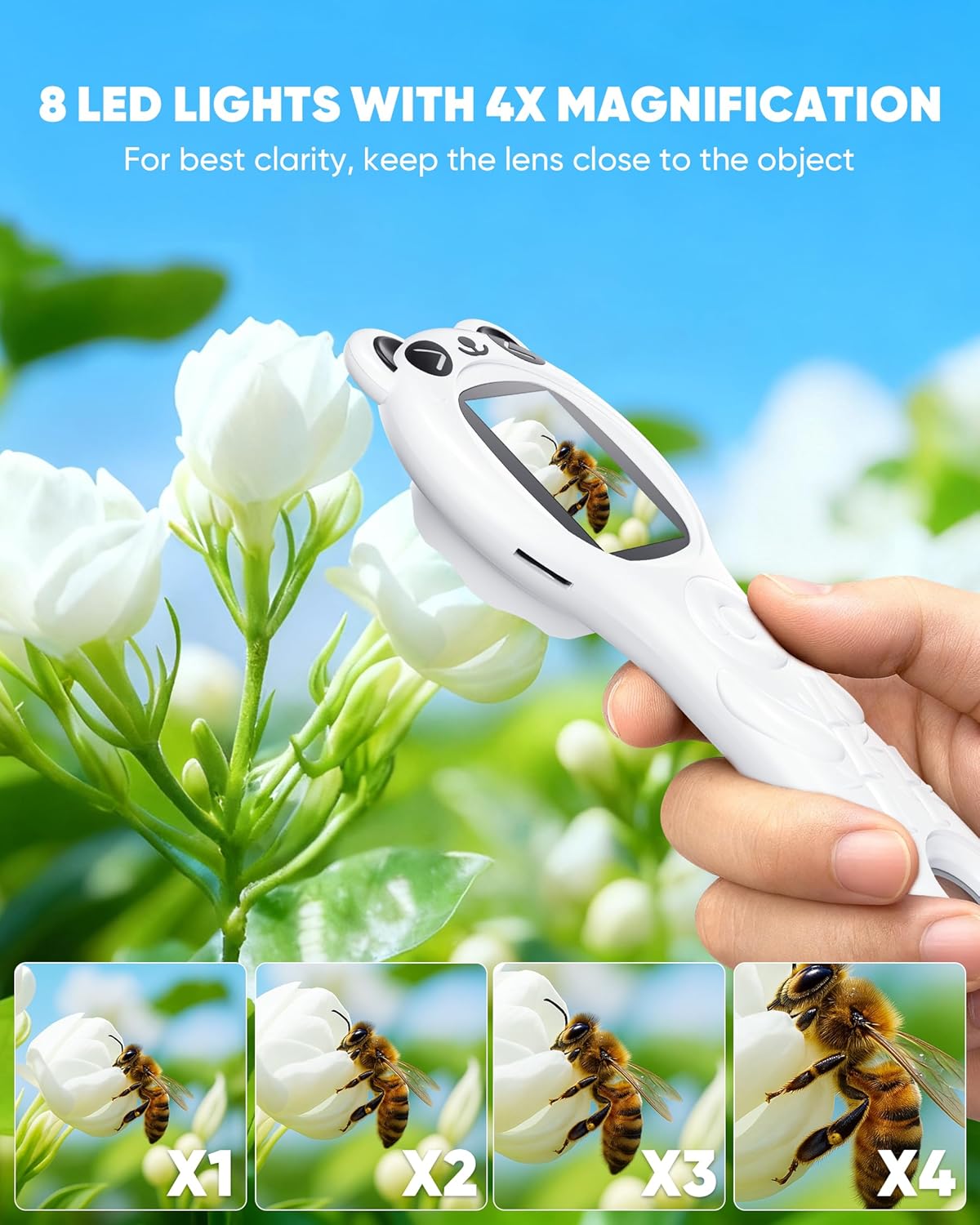 Microscope for Kids - Mini Pocket Digital Kids Microscope, Portable Handheld USB 500X Magnifying Glass, 4X Zoom, Christmas Birthday Gifts for Boys Girls Aged 3-12