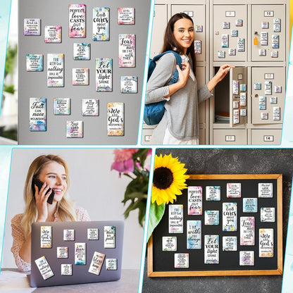 Blosssound 60 Pcs Inspirational Christian Magnets with Bible Verses Religious Refrigerator Magnet Motivational Quotes Fridge Scripture Positive Gifts for Home Office School Locker Decor(Scenery)