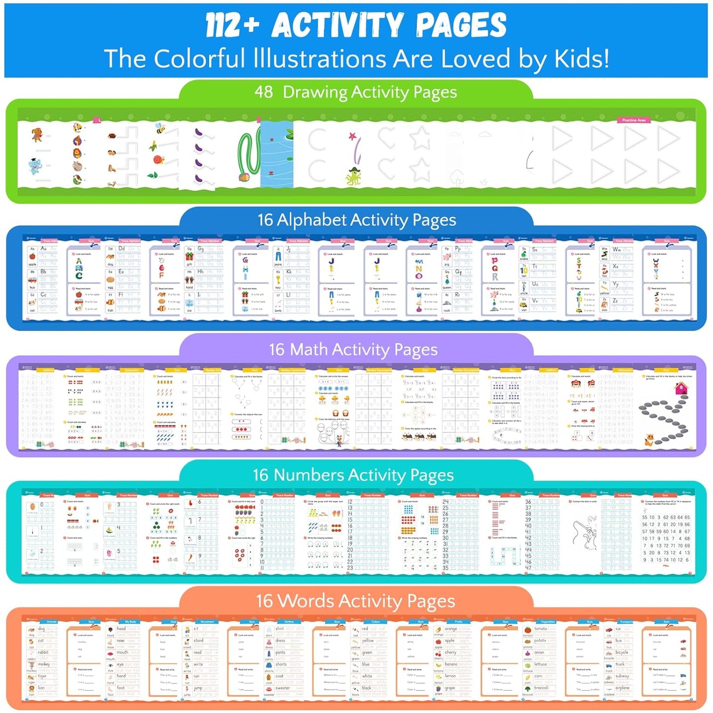 Magic Grooved Writing Practice for Ages 3-8, Grooved Handwriting Practice for Kids, Reusable Handwriting Book, Preschool Learning Activitys for Tracing Letters & Numbers, Gifts for 3 Year Old Boy