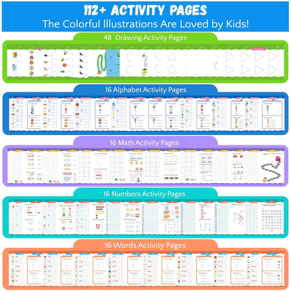 Magic Grooved Writing Practice for Ages 3-8, Grooved Handwriting Practice for Kids, Reusable Handwriting Book, Preschool Learning Activitys for Tracing Letters & Numbers, Gifts for 3 Year Old Boy