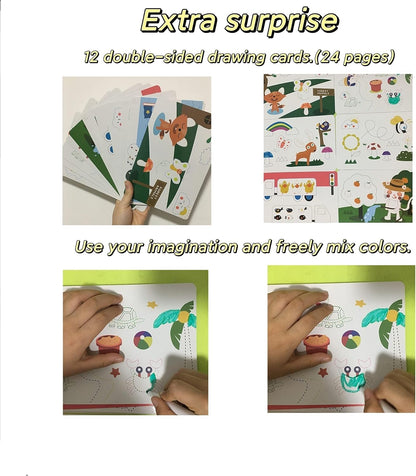 Tiiano Preschool Learning Activities for 3+ Year Olds, Toddler Handwriting Practice Workbook with 4 Dry Erase Markers, Montessori Learning for Ages 3+, Kindergarten Readiness