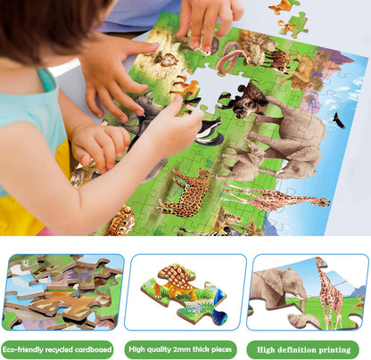 Puzzles for Kids Ages 4-8 Year Old,100 Piece Dinosaur Jigsaw Puzzle for Toddler Children Learning Educational Puzzles Toys for Boys and Girls - Every Piece is Unique