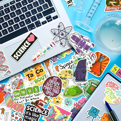 100 PCS Science Stickers for Water Bottles,Science Laboratory Stickers for Adults Students Teacher,Physics Biology Chemistry Experiment Math Gifts