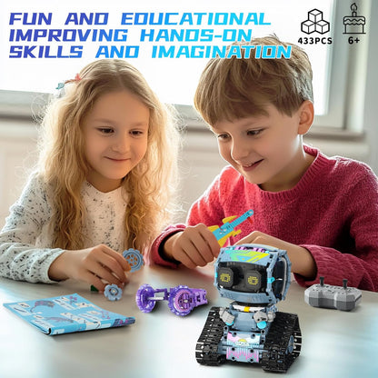 STEM Robot Building Kit, 3 in1 Remote & App-Controlled Robotic Toys, Robot Building Blocks Set with LED Eyes & Sound, Christmas Birthday Gifts for Boys Girls Age 6 7 8 9 10 11 12+ Year Old (433 Pcs)