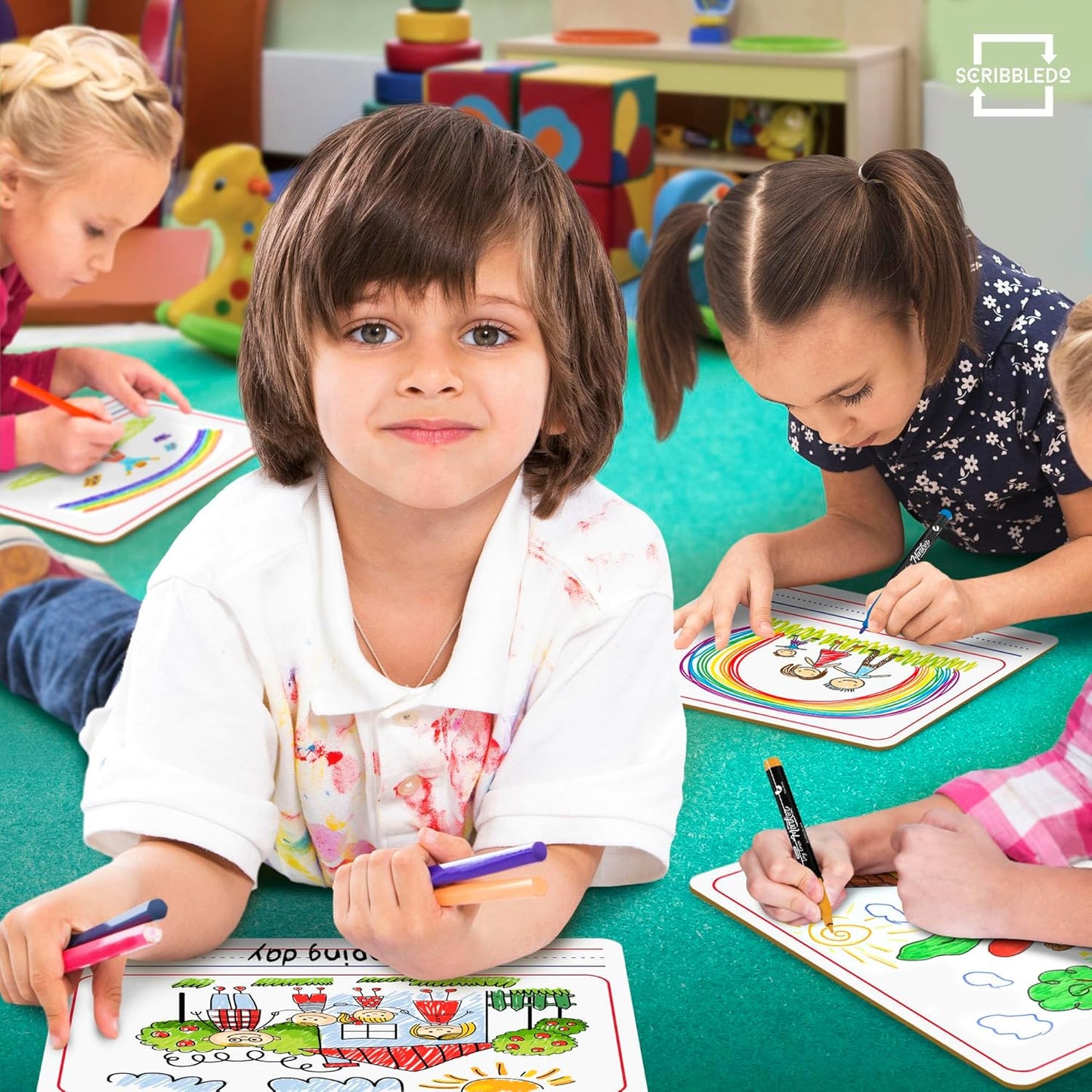 Scribbledo Double Sided Whiteboard Lined Dry Erase Board for Kids Ruled Writing Board Handwriting Practice Small White 9x12 Dry Erase Board with Lines Education Teacher Supplies