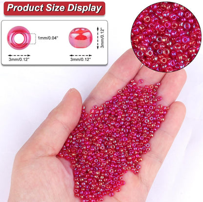 10100 Pcs Size 11/0 Glass Seed Beads, 2 mm Dark Green Small Mini Spacer Loose Pony Beads for Jewelry Making and DIY Crafts - Colors B