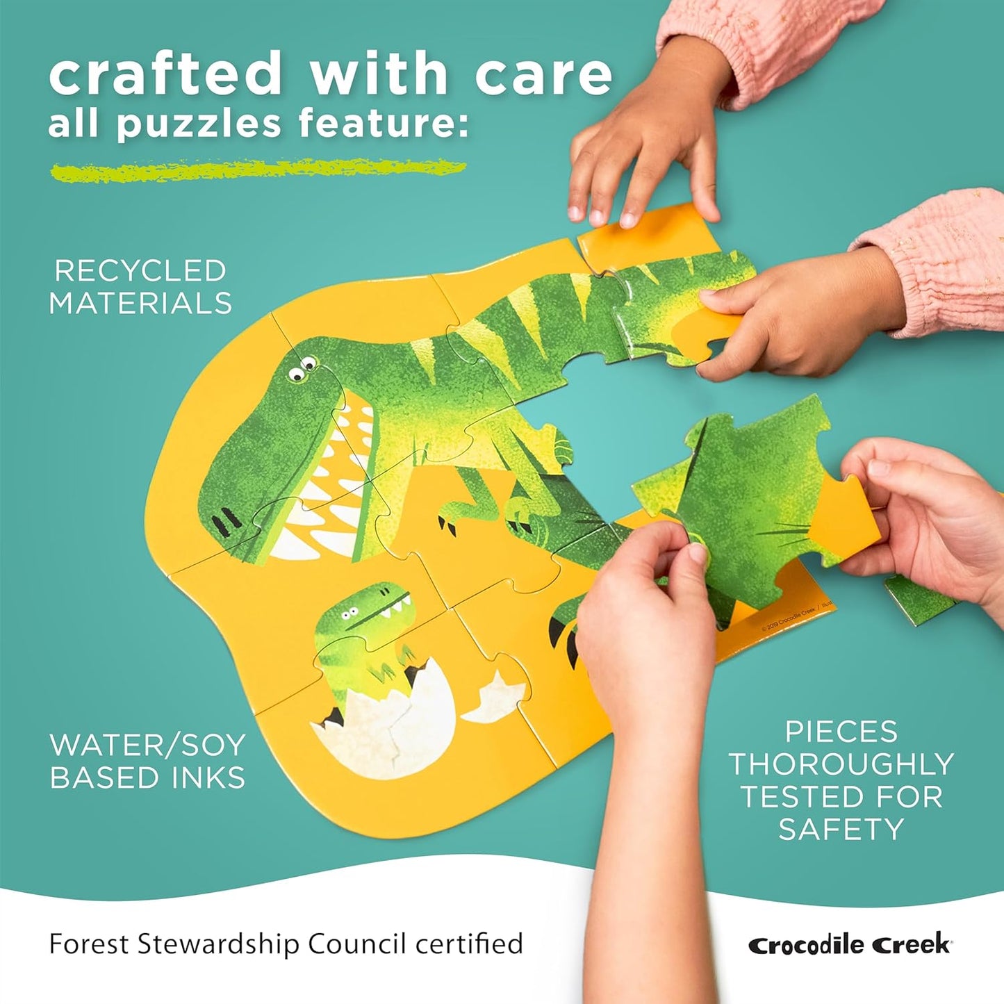 Crocodile Creek 36-Piece Jigsaw Floor Puzzle - Shark Reef - for Kids Ages 3-5 - Heavy-Duty Shaped Box for Storage - 24" W x 18" H Finished