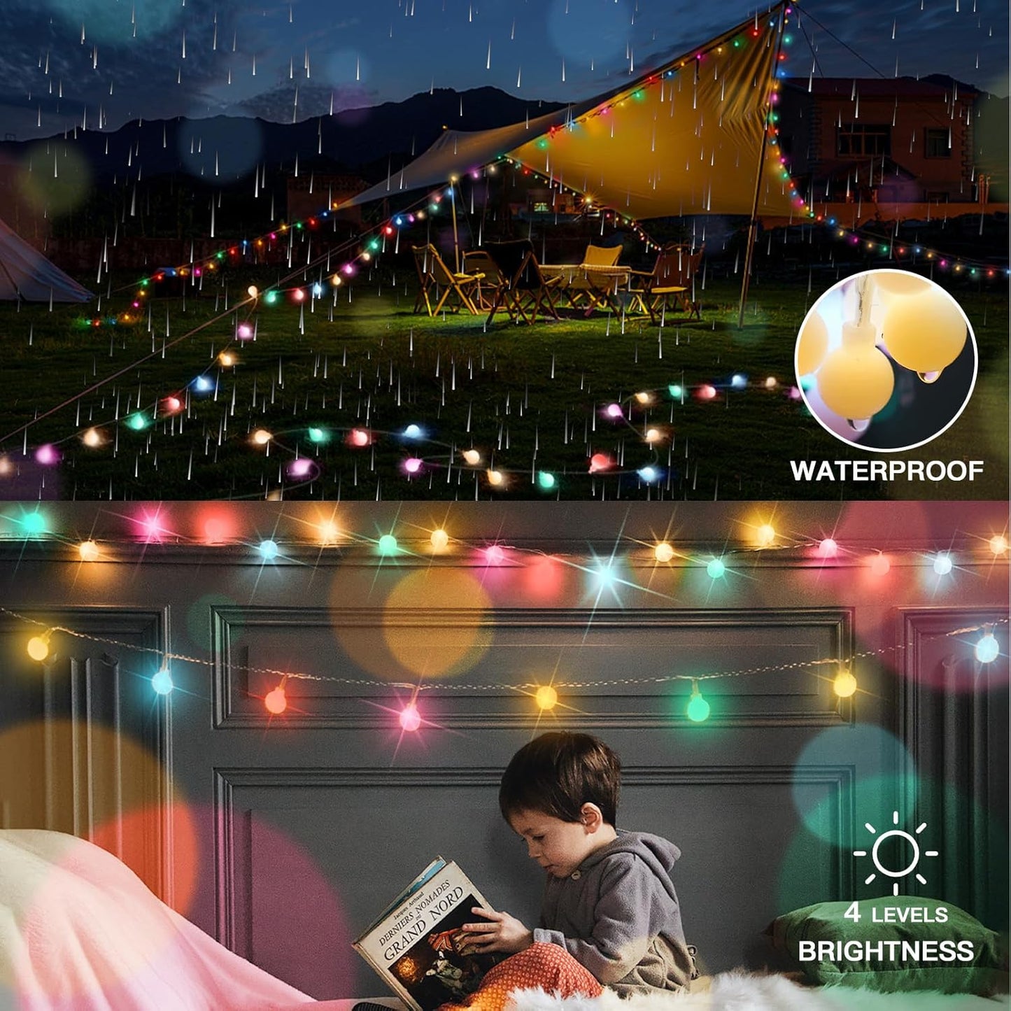suddus String Lights for Bedroom, 66ft 200 Led Connectable Globe String Lights Indoor, Hanging Fairy Lights Plug in with Remote for Kids Room Dorm Classroom Outdoor Christmas Tree Decor, Warm White