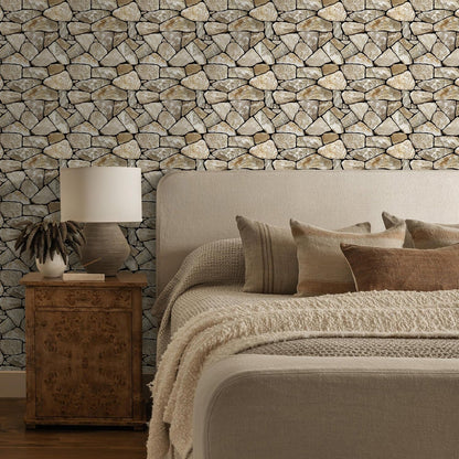 COMSTICKC 3D Faux Gray Stone Wall Sticker Peel and Stick Wall Panels,10 Pcs of 12"X12",Ultra-Light Thin PVC Decorative Tiles Rocks Stone Backsplash Interior Decor,Paintable