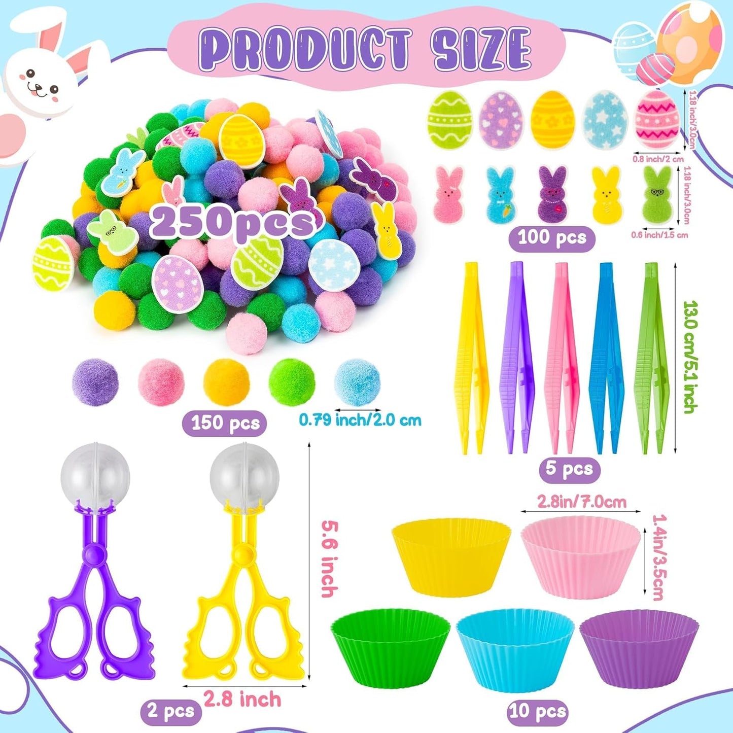 EZdhuawuse Summer Fine Motor Toys - 270Pcs Counting Sorting Sensory Bin Filler Set for Kids Xmas Counting Toy with Felt Xmas Tree Pom Poms Cup Clip for Preschool Education Activities