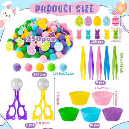 EZdhuawuse Summer Fine Motor Toys - 270Pcs Counting Sorting Sensory Bin Filler Set for Kids Xmas Counting Toy with Felt Xmas Tree Pom Poms Cup Clip for Preschool Education Activities