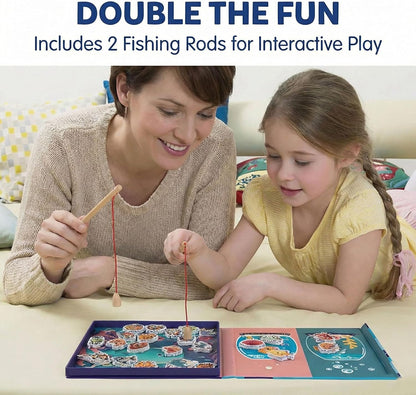TRAVOFUN Magnetic Fishing Game Book - Travel Toys for Toddlers 3-5 - Car Road Trip Essentials & Airplane Activities for Kids - Montessori Learning Gift with 2 Poles & 27 Ocean Fish (Quiet & Portable)
