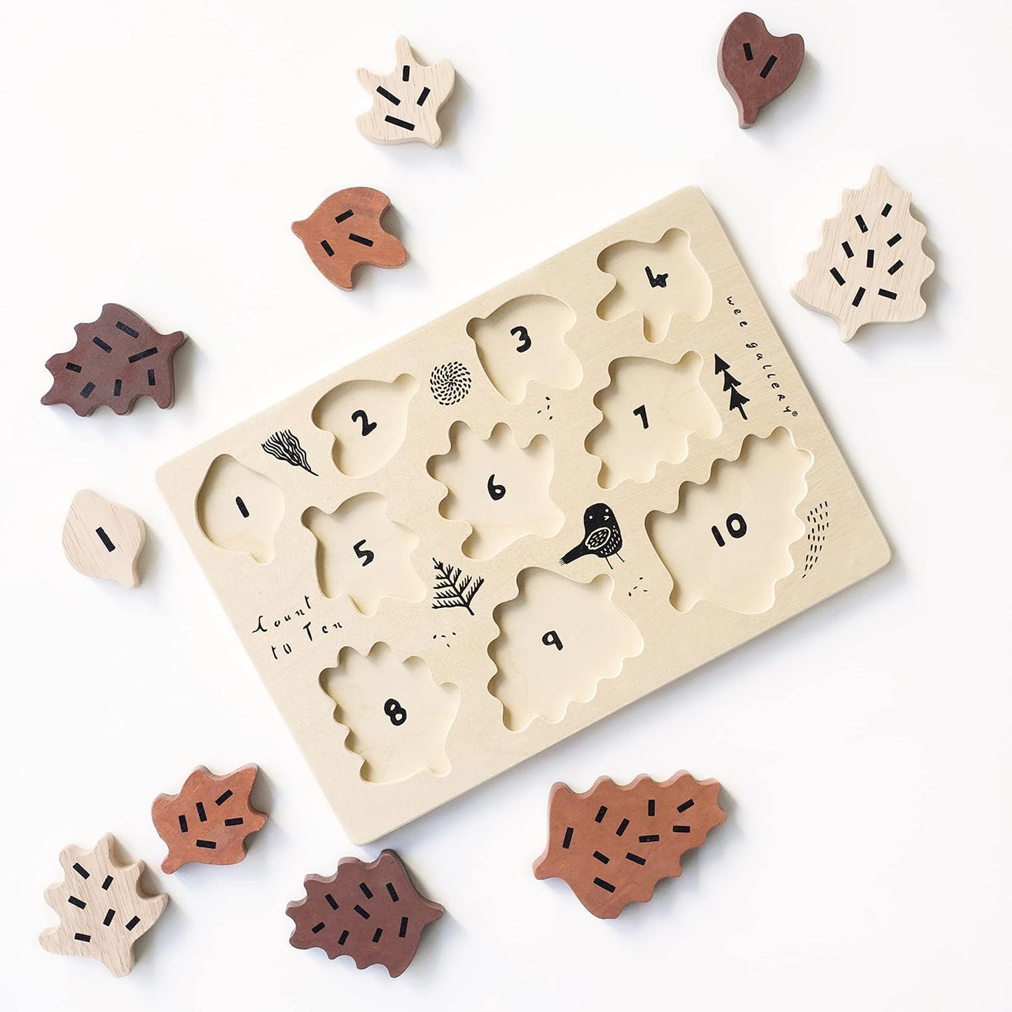 Wee Gallery Wooden Puzzles for Toddlers 1-3 – Count to Ten Ladybugs Toddler Puzzle, Puzzles for 1 Year Old & Up, Wooden Toddler Puzzle for Fine Motor Skills & Early Number Learning