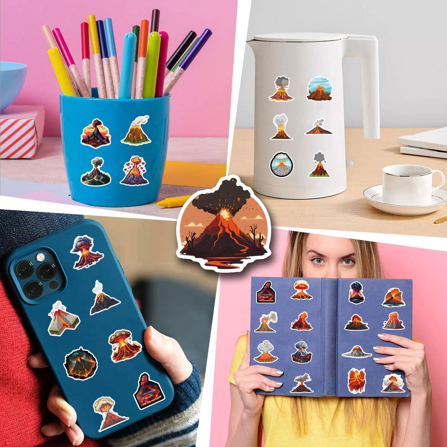 54 Pcs Volcano Stickers Pack for Kids Teens Adults, Volcanic Eruption Vinyl Waterproof Stickers and Decals for Water Bottles Skateboard Car Bike Phone Case Laptop, Volcano Birthday Party Favors