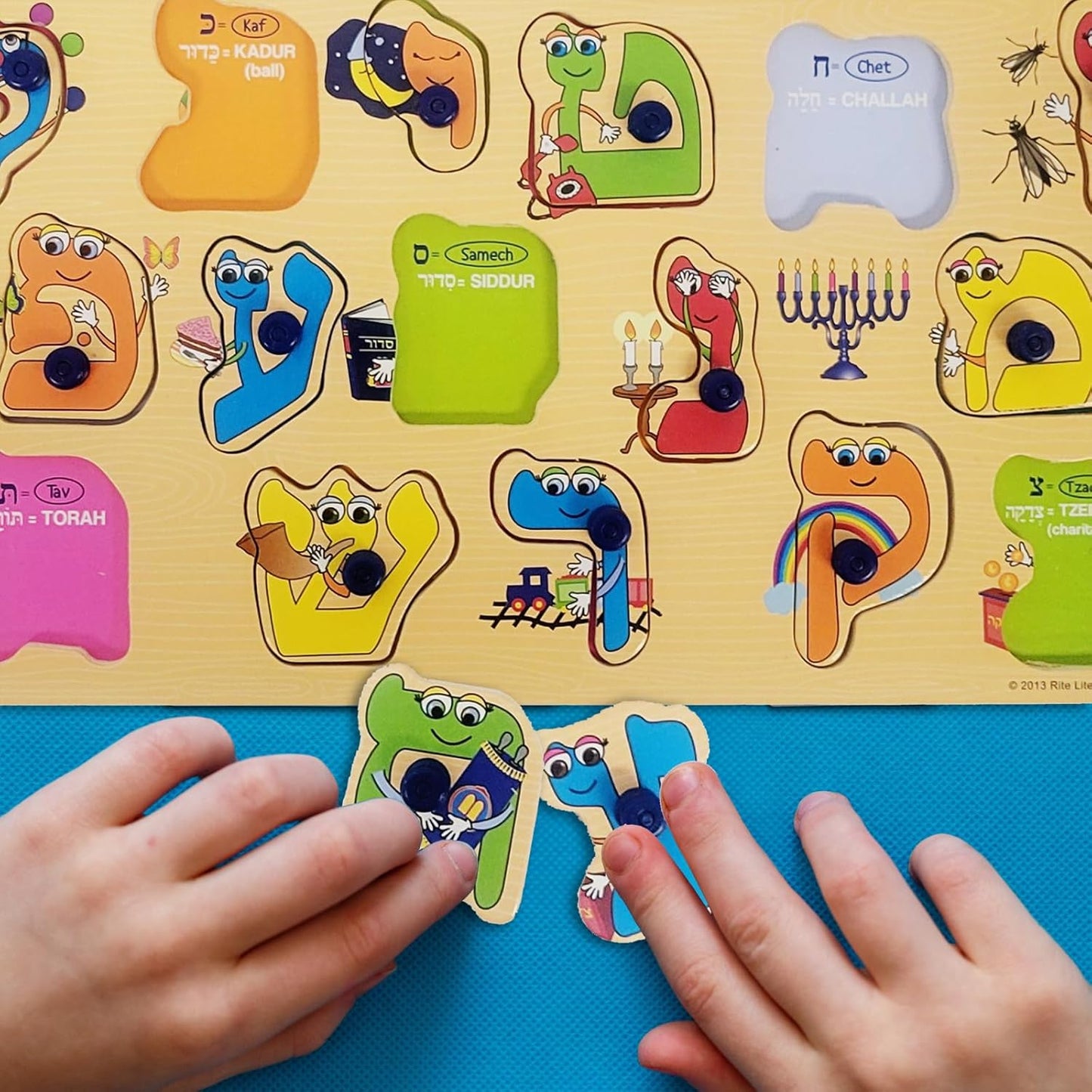 Rite Lite Alef Bais Puzzle Learn the Alef Beis, Pink, Multi-Colored, Tan, Red, Green, Blue, Purple Kids Puzzle