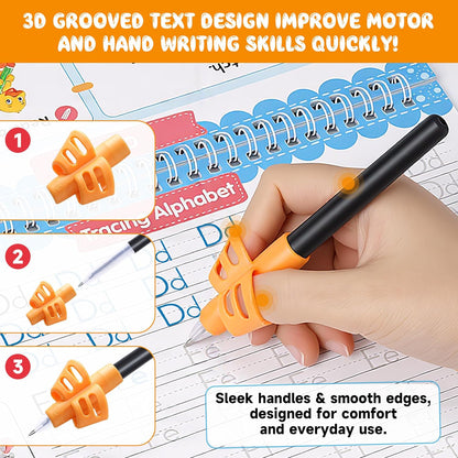 Magic Grooved Writing Practice for Kids Ages 3-8, Reusable Handwriting Practice Books Set (6 Books) with Disappearing Ink Pens, Letter/Number Tracing, Preschool & Kindergarten Learning Kit