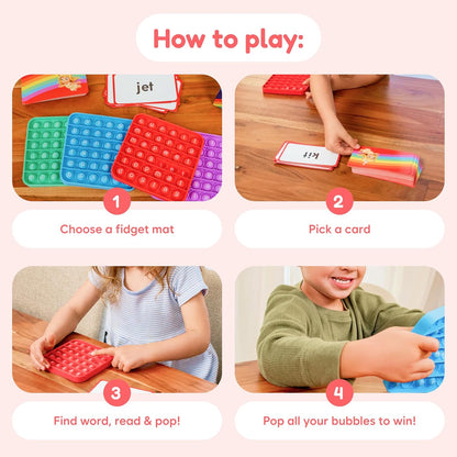 The Fidget Game Word Pop, CVC Word Games for Kids 4-6 - Learn to Read in Weeks - Multisensory Reading & Phonics Interactive Board Game Ideal for Pre Kindergarten to 1st Grade