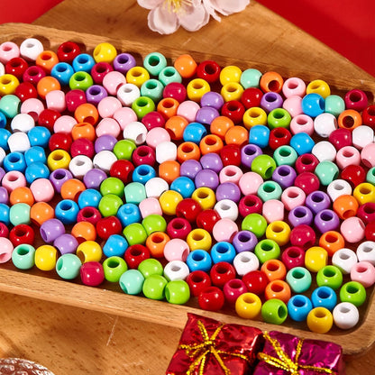 160pcs 12mm Plastics Acrylic Beads Mix 10 Color Large Hole Hair Beads(Hole:5.5mm)