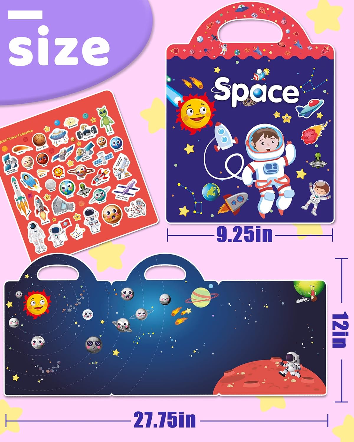 Benresive Reusable Sticker Books for Toddlers, Fun Travel Stickers for Kids, Toddler Sticker Book, Crafts Activities for Toddlers, 3 and Up Birthady Gifts - Vehicle