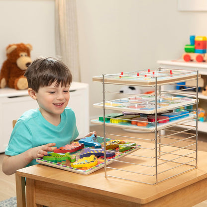 Melissa & Doug Puzzle Storage Rack - Wire Rack Holds 12 Puzzles