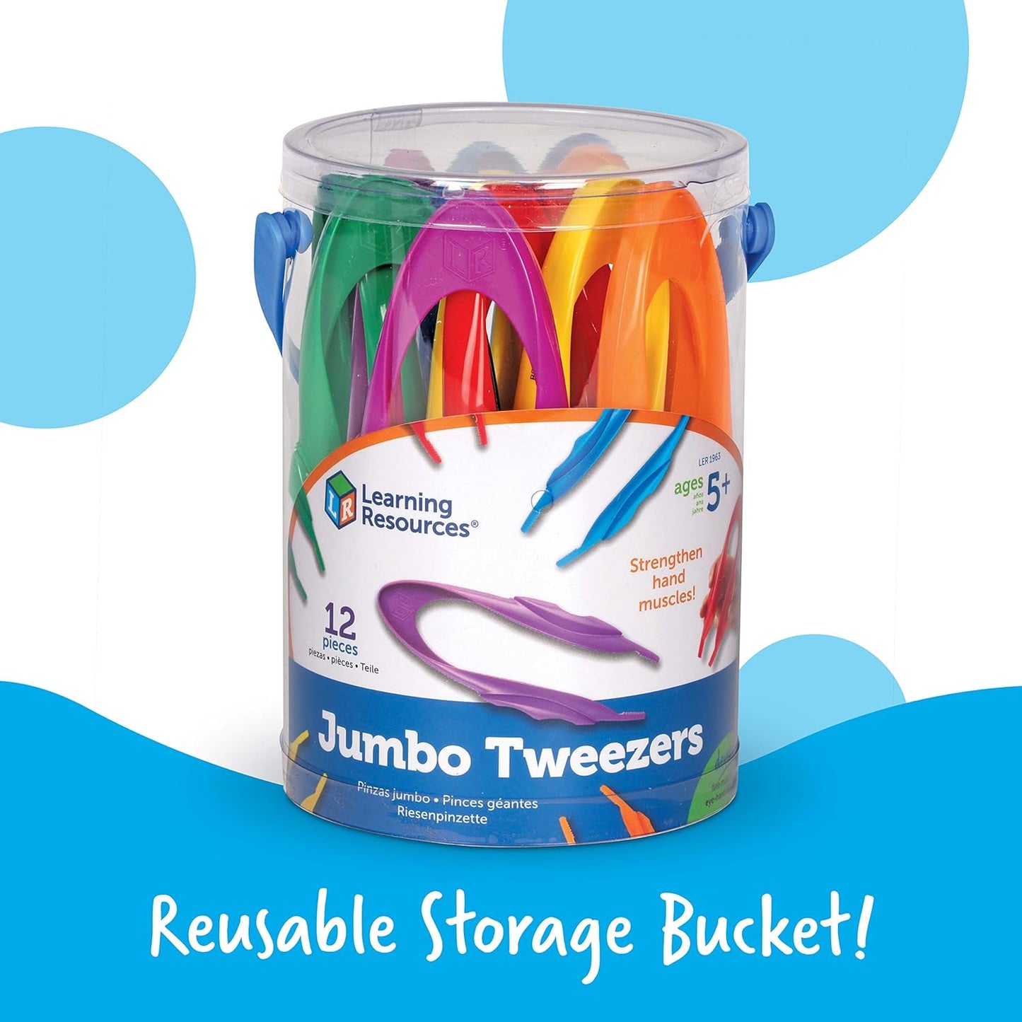 Learning Resources Squeezy Tweezers - Sensory Bin Tools , Water Table Toys, Montessori Grabber Tool, School and Teacher Supplies, Toddler Activities, Fine Motor Skills, Daycare Essentials