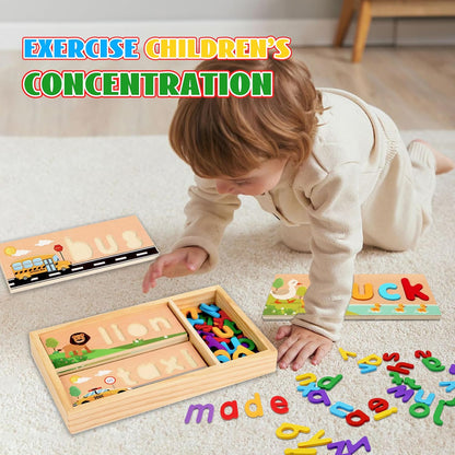 Preschool Learning Activities, Learning Toys for 3 Year Old Boys Girls See & Spell Matching Letter Game with Alphabet Cards for Kids, Preschool CVC Word Builders Toy
