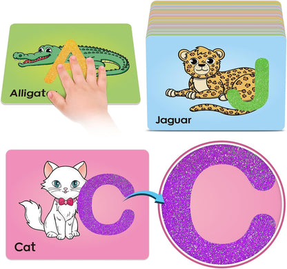 Broytain Sandpaper Letters Cards for Toddlers 3+,Word Games,Speech Therapy Toys for 3 4 5,Sensory Products, Educational Flash Cards,Learn Animals and Others