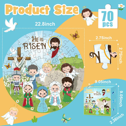70pcs Easter Floor Puzzles for Kids Age 3-8, Easter Basket Stuffer Gifts for Kids Boy Girls Jumbo Bunny Puzzles Egg Hunt Party Favors