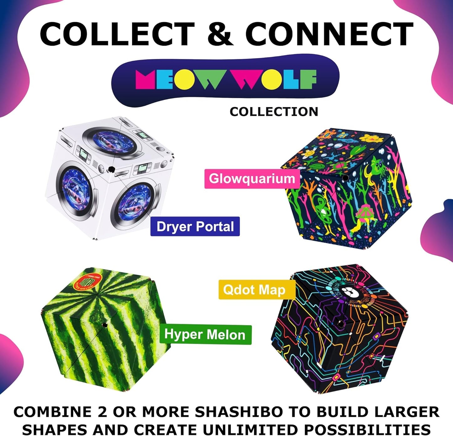 Shashibo Shape Shifting Box - Award-Winning STEM Fidget Toy with Ultra Strong Magnets - Puzzle Cube Transforms Into 100+ Shapes, Perfect Sensory Gift for Kids, Teens, and Adults (Glowquarium)