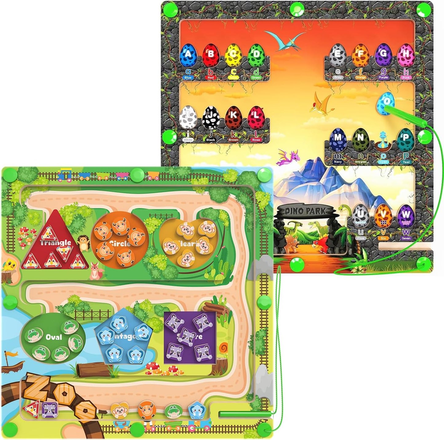 Montessori Magnetic Alphabet Maze,Magnetic Color & Shape Maze, Magnetic Color & Number Maze for 3+ Years Old