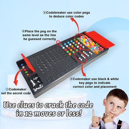 KIDAMI Code Breaker, Classic Codebreaking Travel Board Game, Brain Puzzle Set - 2 Player Battle of Famliy Game, Toys for Kids & Adult