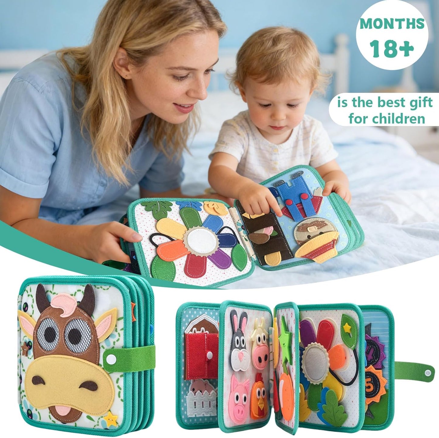 Busy Book for 1 Year Old:Quiet Books for Toddlers 1-3,Poke A Dot Books for Toddlers 1-3,Trending Gifts for 1 Year Old Boy Or Girl