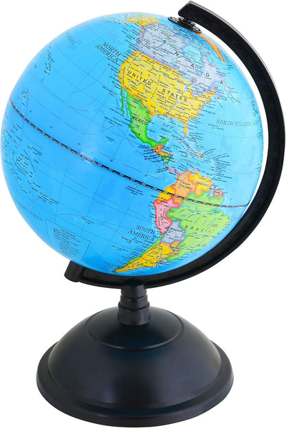 Political Globe Dia 5.5-inch / 14cm- Educational/Geographic - Stainless Steel Arc and Base - School, Home, and Office