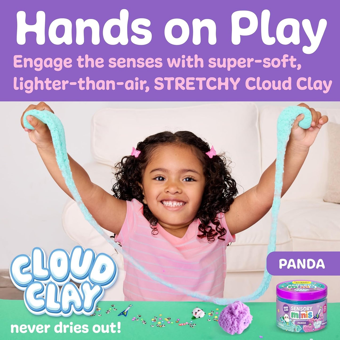 Creativity for Kids Sensory Minis Panda Kit | Cloud Clay Sensory Toy for Toddlers | Squish, Scoop & Discover Panda Surprise Pieces | Mess-Free, Screen-Free Travel Activity for Kids (Ages 3+)