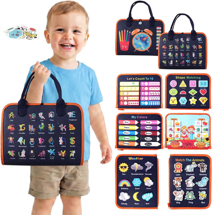 Teefrye Toddler Busy Board Montessori Toys for Toddlers 1-3 Year Old Educational Activity Book Board Sensory Travel Toys Ages 3-5 Preschool Learning Fine Motor Skills Toy Quiet Book Gift for Kids