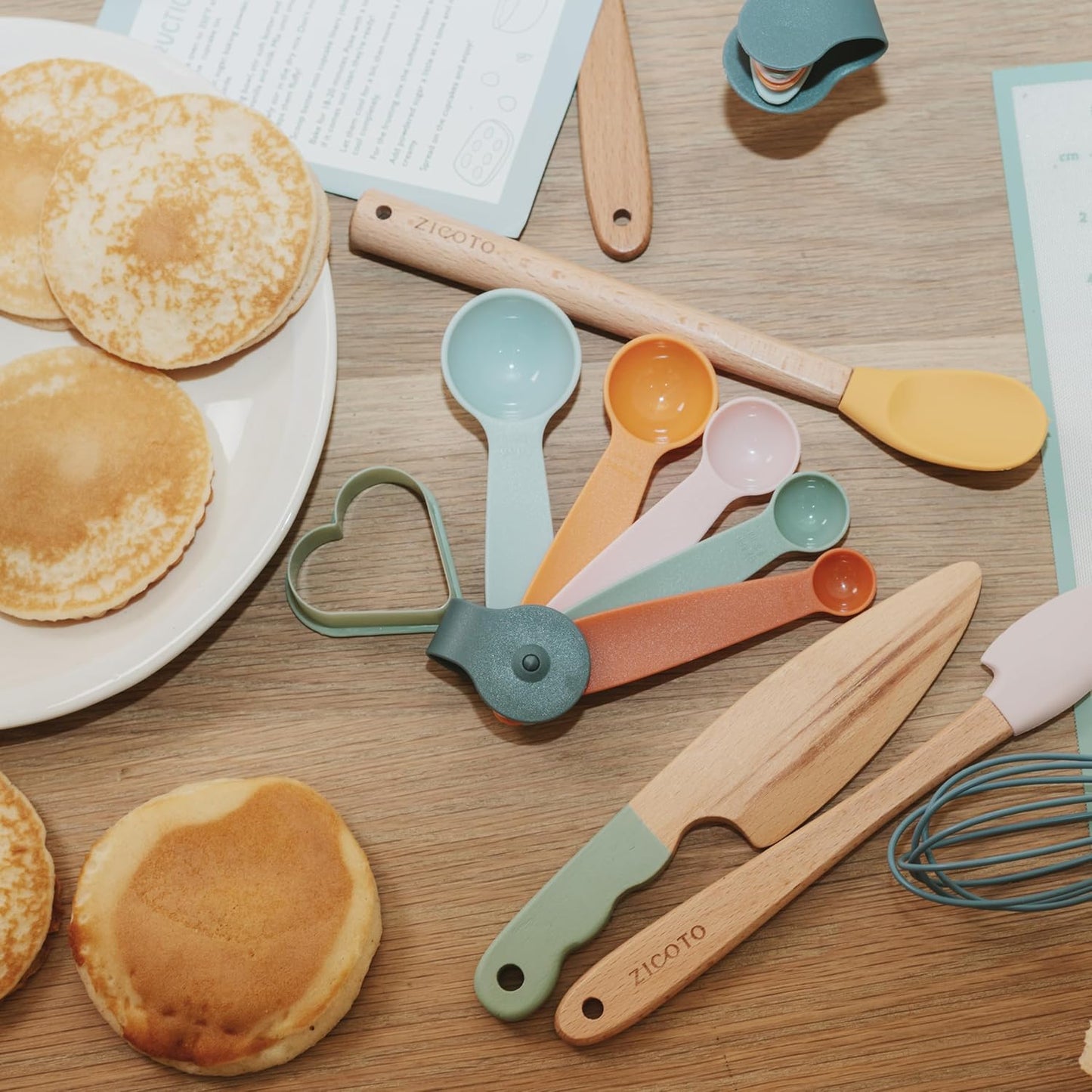 Wooden Baking Set for Kids - A Complete Set of Real Kitchen Utensils Gives Toddlers a Fun Cooking Experience - Durable Safe to Use Tools are Perfect for Gifting to Create Lasting Family Memories