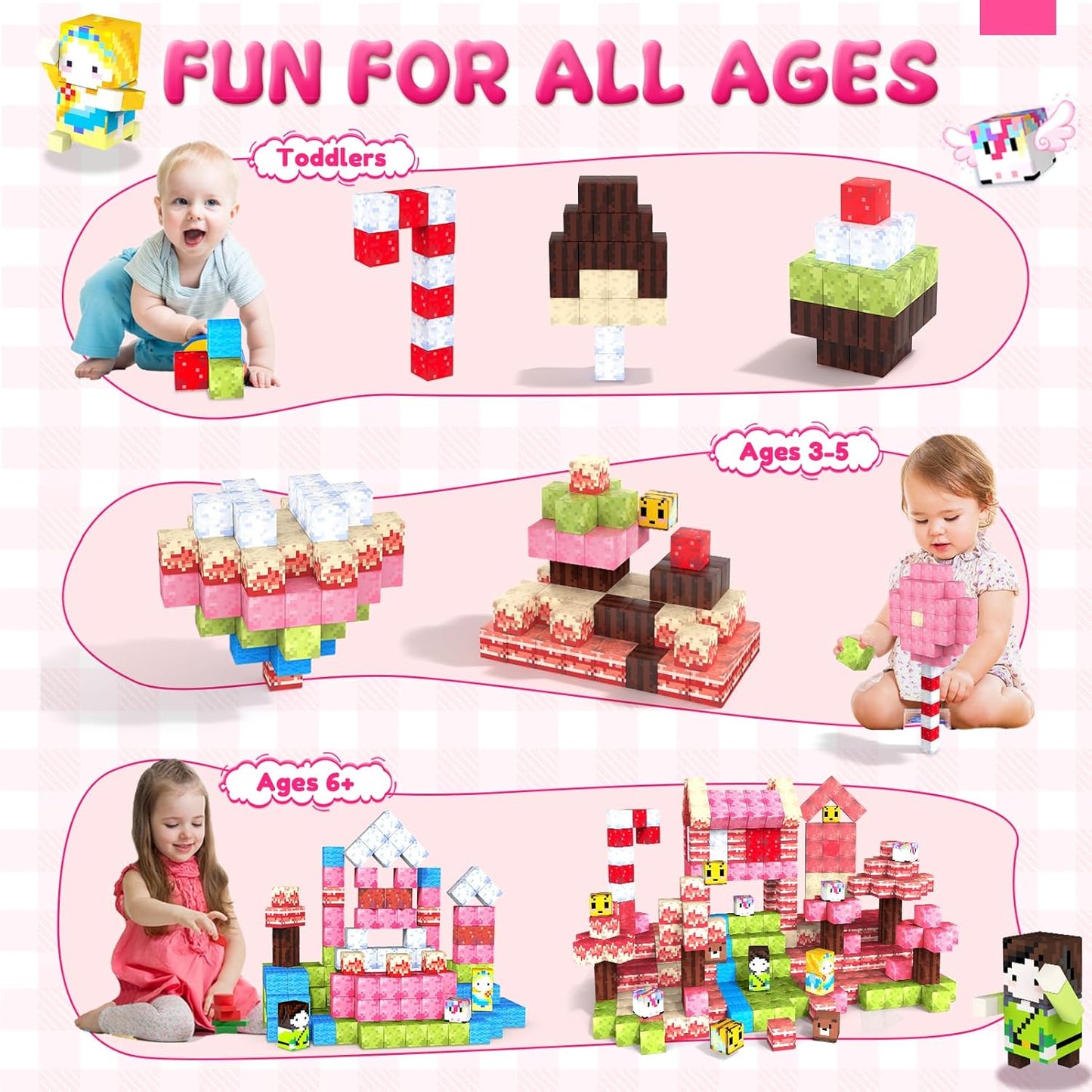 Feoxialy Magnetic Blocks - 52pcs Translucent Magnetic Cubes, Digit Building Blocks Magnet Toys for Kids, Rainbow STEM Creativity Toys 3+ Year Old Boys & Girls Toddlers Kids Christmas Birthday Gifts
