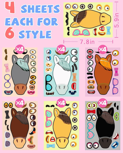 24 Pcs Make Your Own Dinosaur Sticker Sheets, Dinosaur Party Favors Face Stickers for Kids Boys Toddlers Crafts Activities Gift Bags Birthday Party Valentines Day Gifts for Kids Classroom