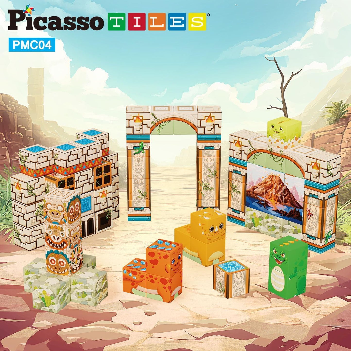 PicassoTiles Infinite Magnetic Puzzle Magic Cube Easy-Connect Brain Teaser Toy Set Magnet Pattern Block Matching Toys Free Ideabook 150+ Inspirations STEM Learning Kids Boys&Girls Age3+ PTC25
