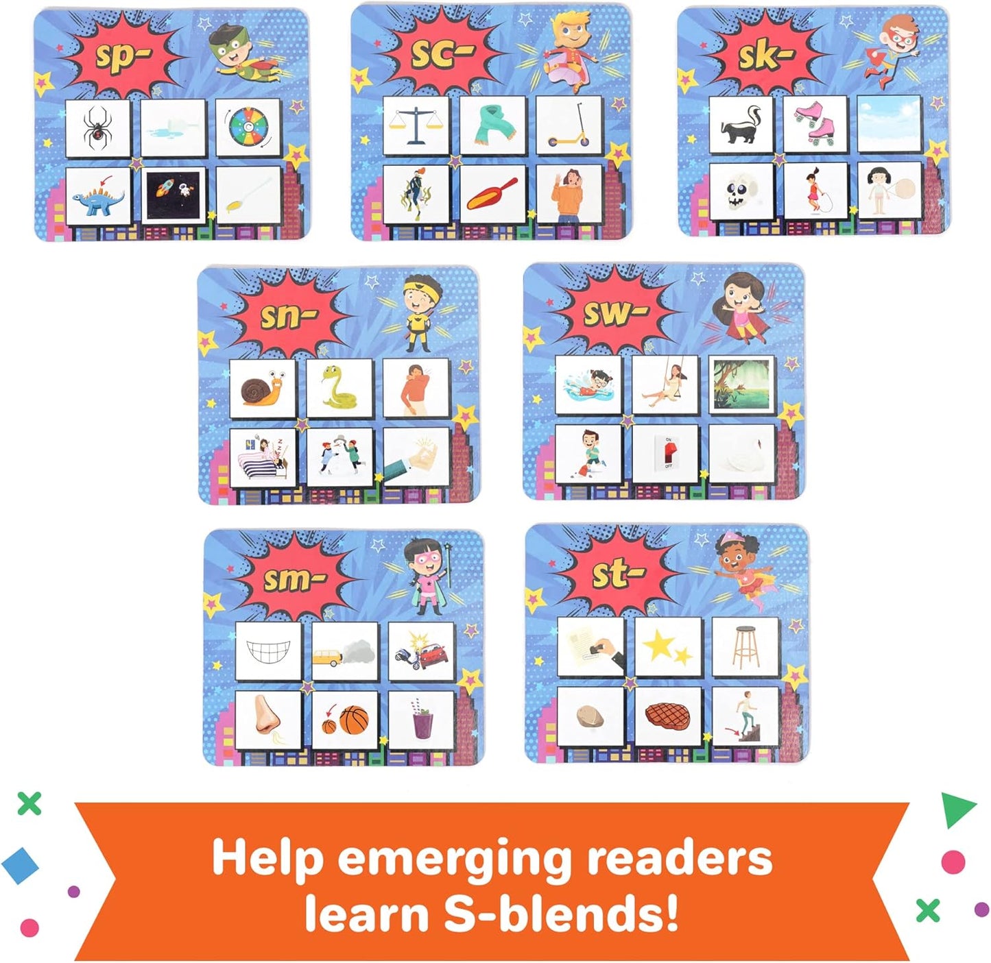 Super Blends Phonics Reading Game (22 Blends) - Phonics Games for Kids Ages 6-8, Reading Games for Emerging Readers, Best Resources for Parents and Teachers