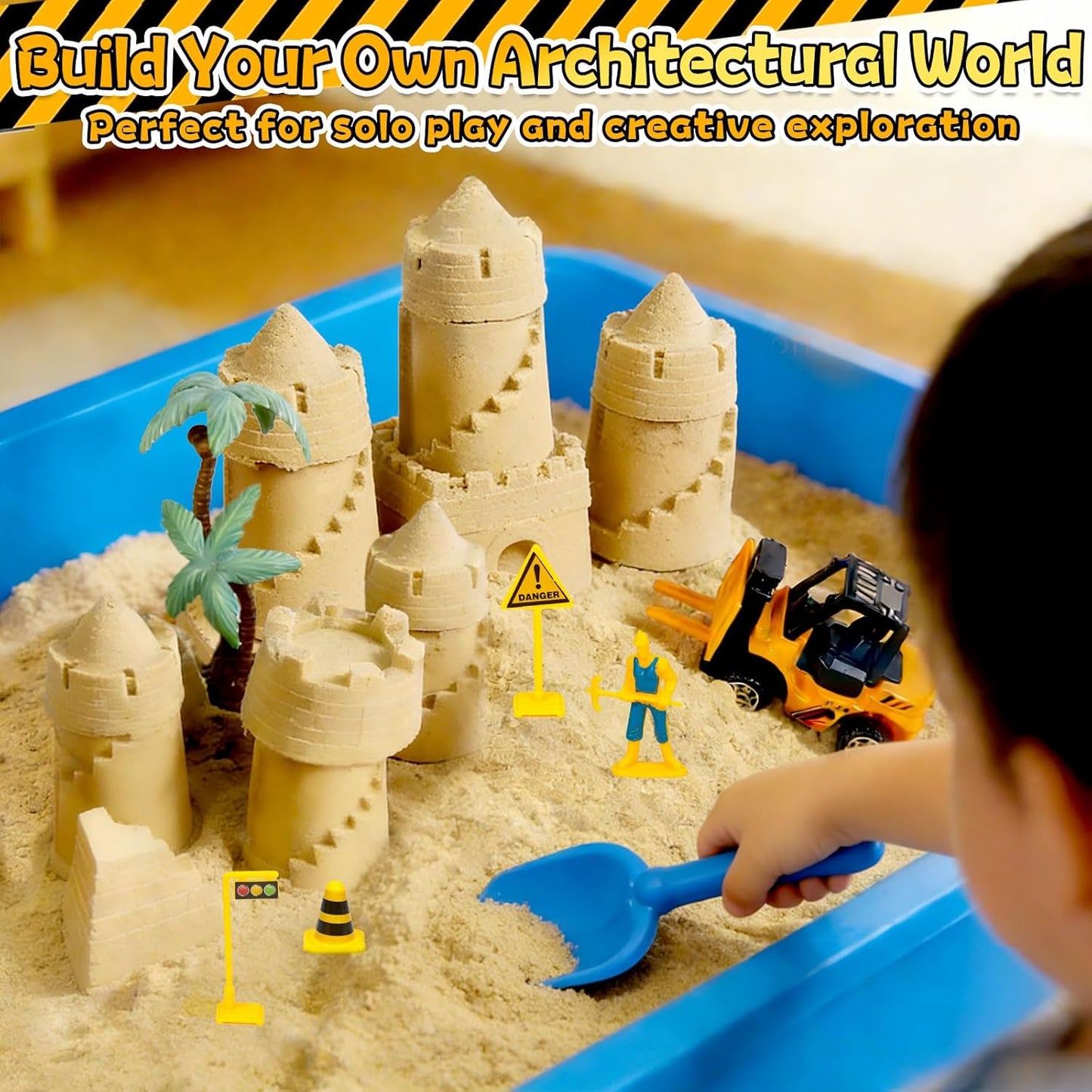 Play Sand Kit for Girls, Ice Cream Sensory Bin Sandbox, Creative Bake Shop with 2.2lbs Magic Sand, Ice Cream & Cake Models, Cleaning Tools, Pretend Beach Cake Stand Toys Gift for Toddler Ages 3-8